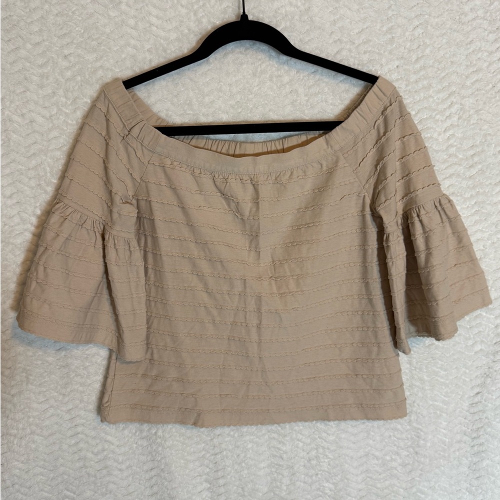 Seed Heritage Beige Off-Shoulder Blouse. Size XS
